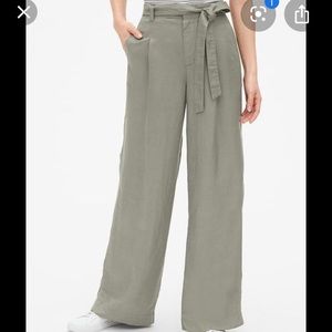 GAP Linen High Rise Wide-Leg Paperbag Pants